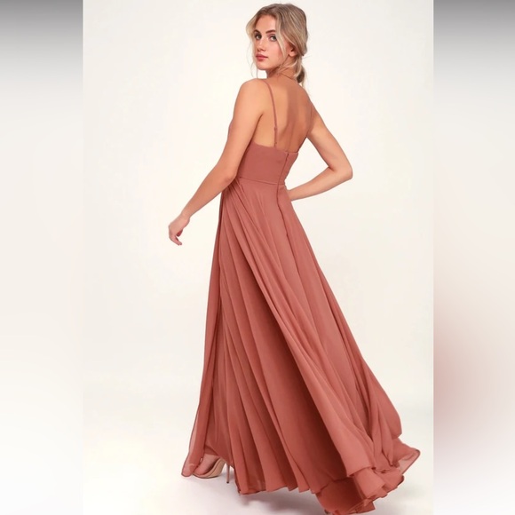Lulus - All About Love Rusty Rose Maxi Dress Size L - Picture 5 of 9